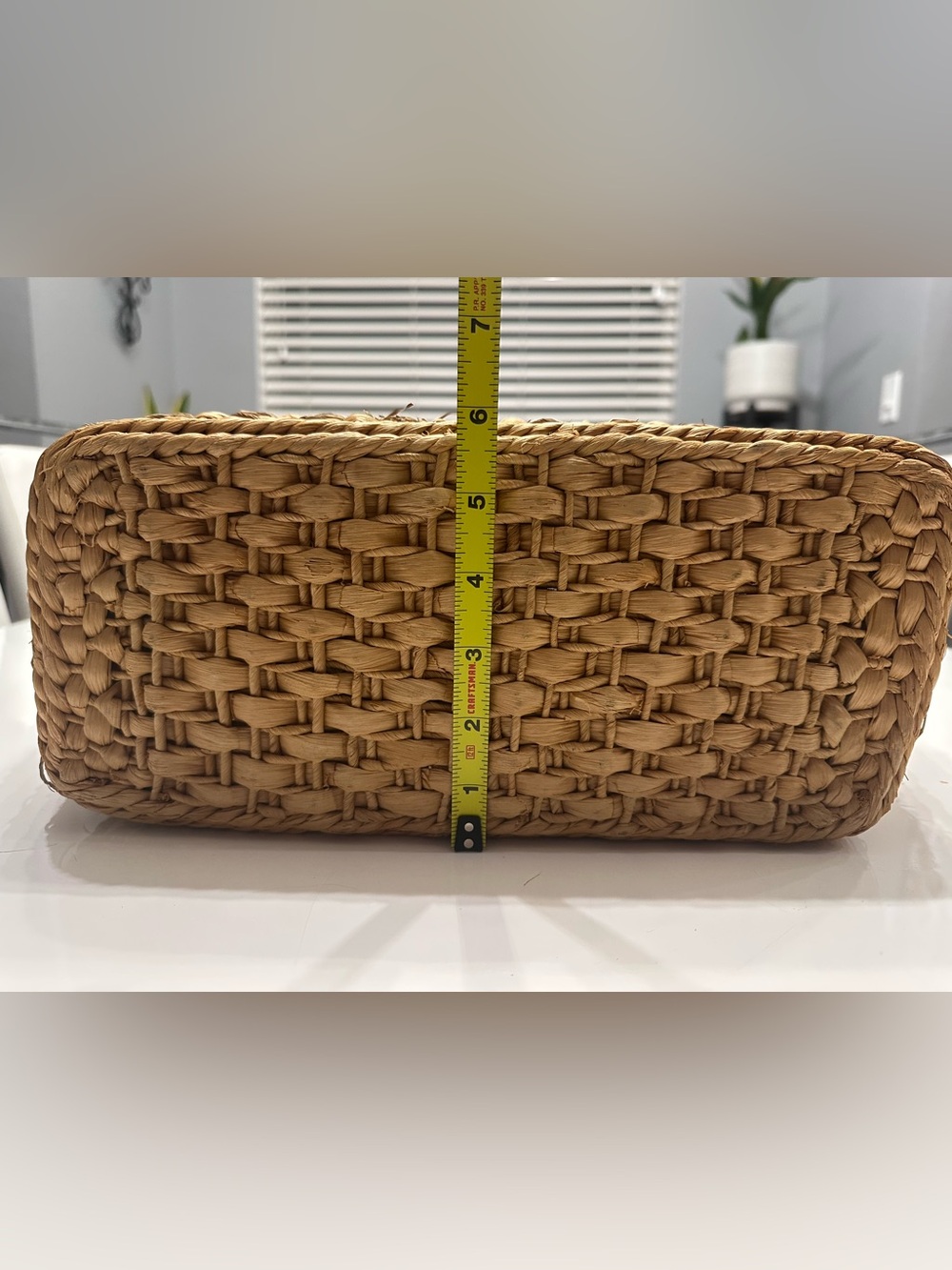 Vintage Handwoven Straw Market Basket Tote Bag Floral Lined Boho - Picture 12 of 13